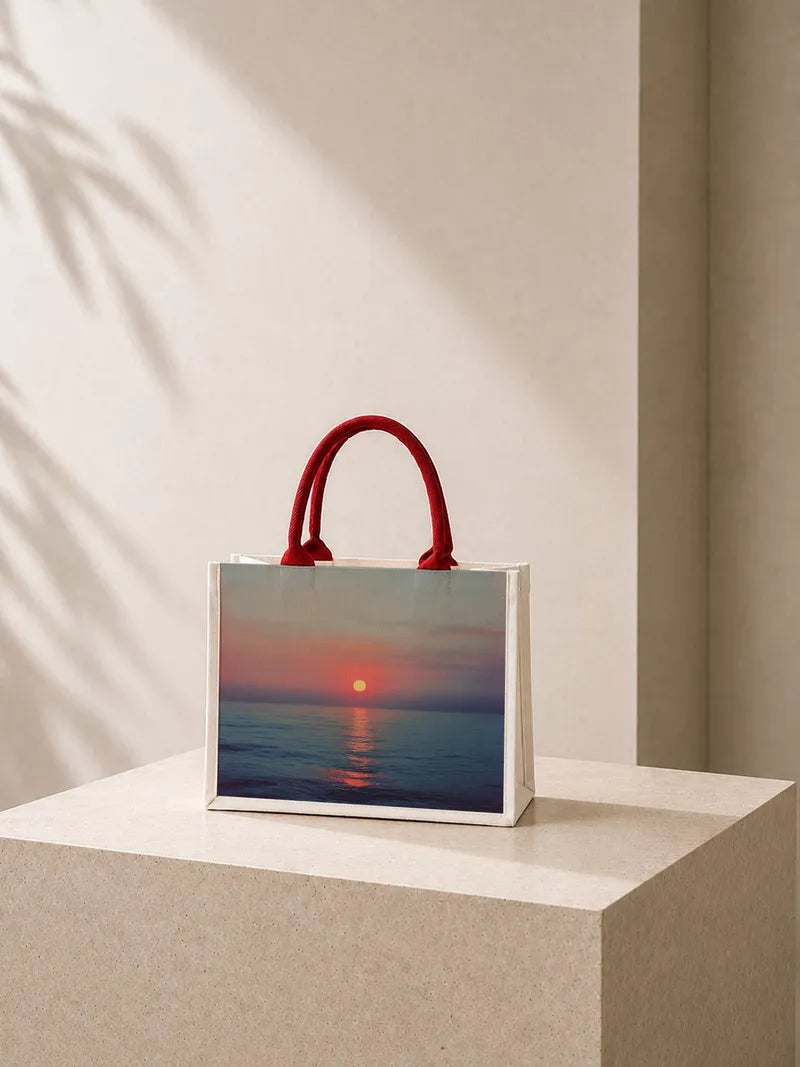 Sunset photos at sea Canvas Bag