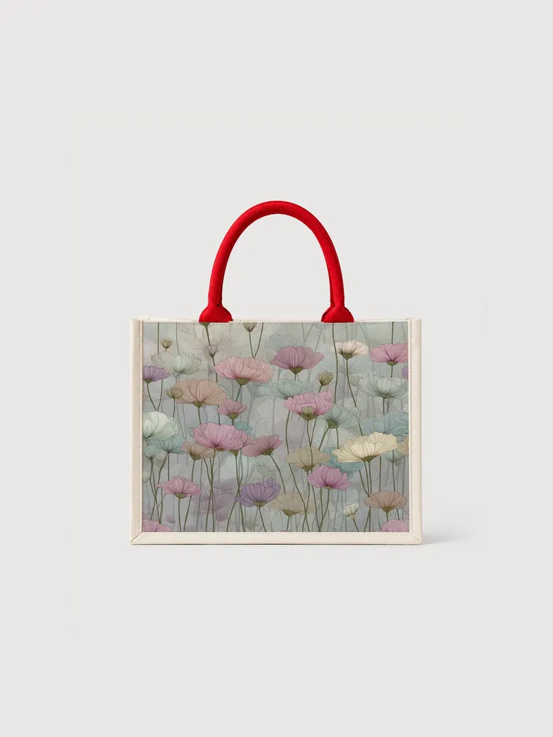 Pastel Poppy Fields Canvas Bag