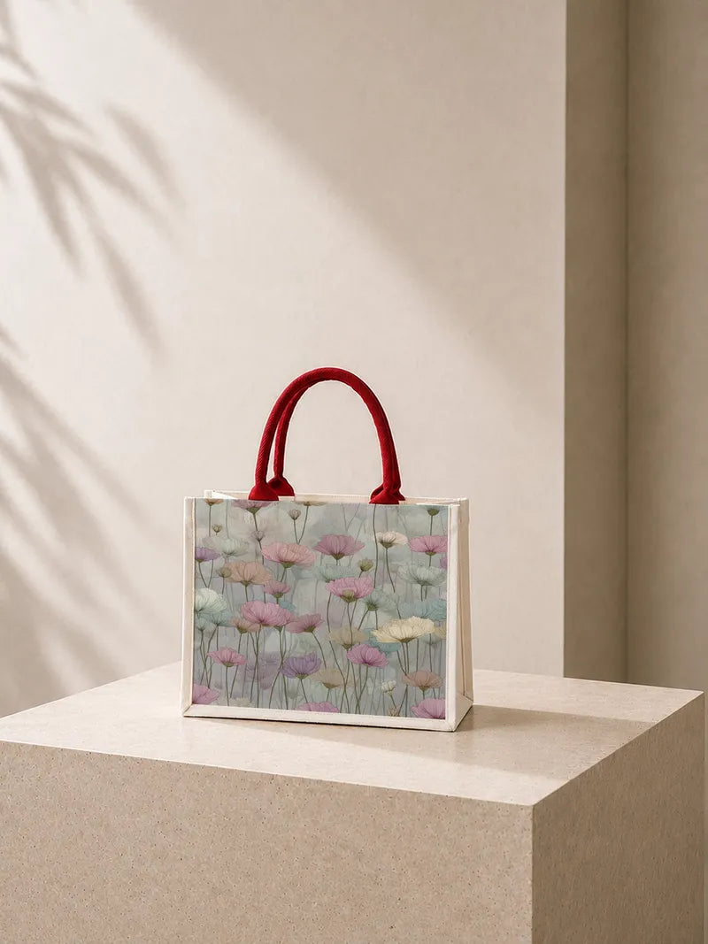 Pastel Poppy Fields Canvas Bag