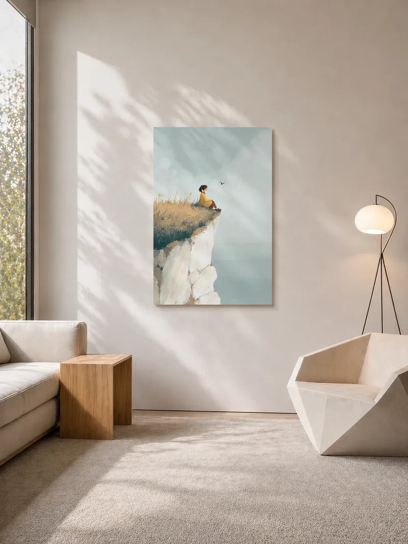 Cliffside Solitude Illustration Wall Art