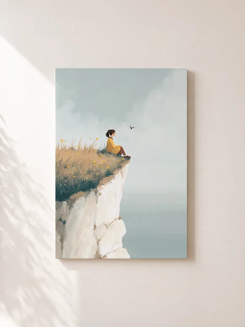 Cliffside Solitude Illustration Wall Art