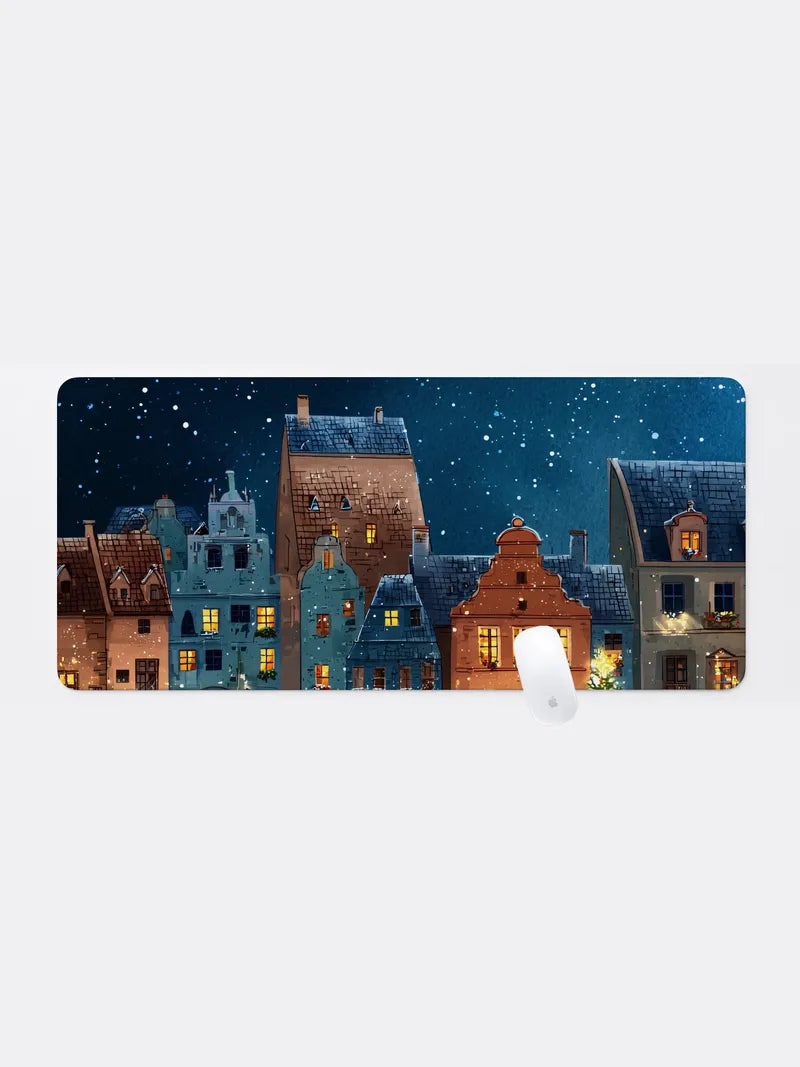 Winter Town Glow Rubber Mouse Pad