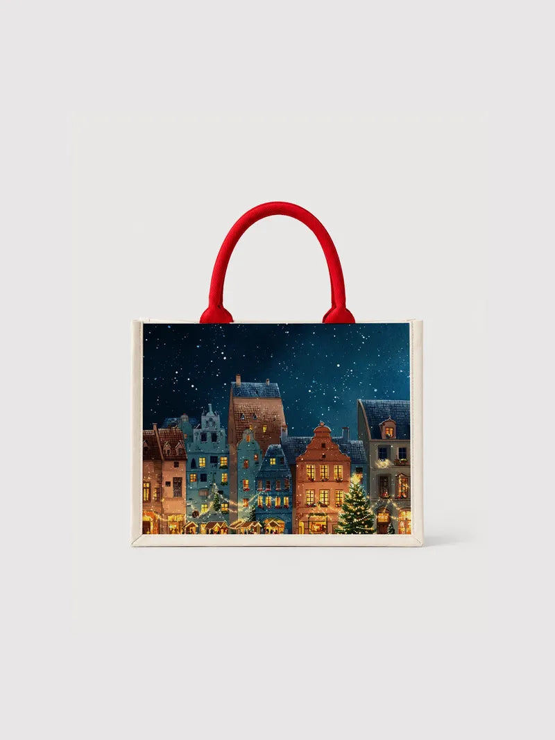 Winter Town Glow Canvas Bag
