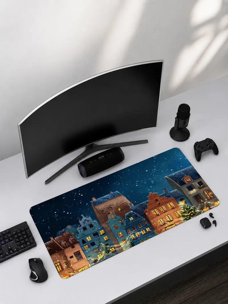 Winter Town Glow Rubber Mouse Pad