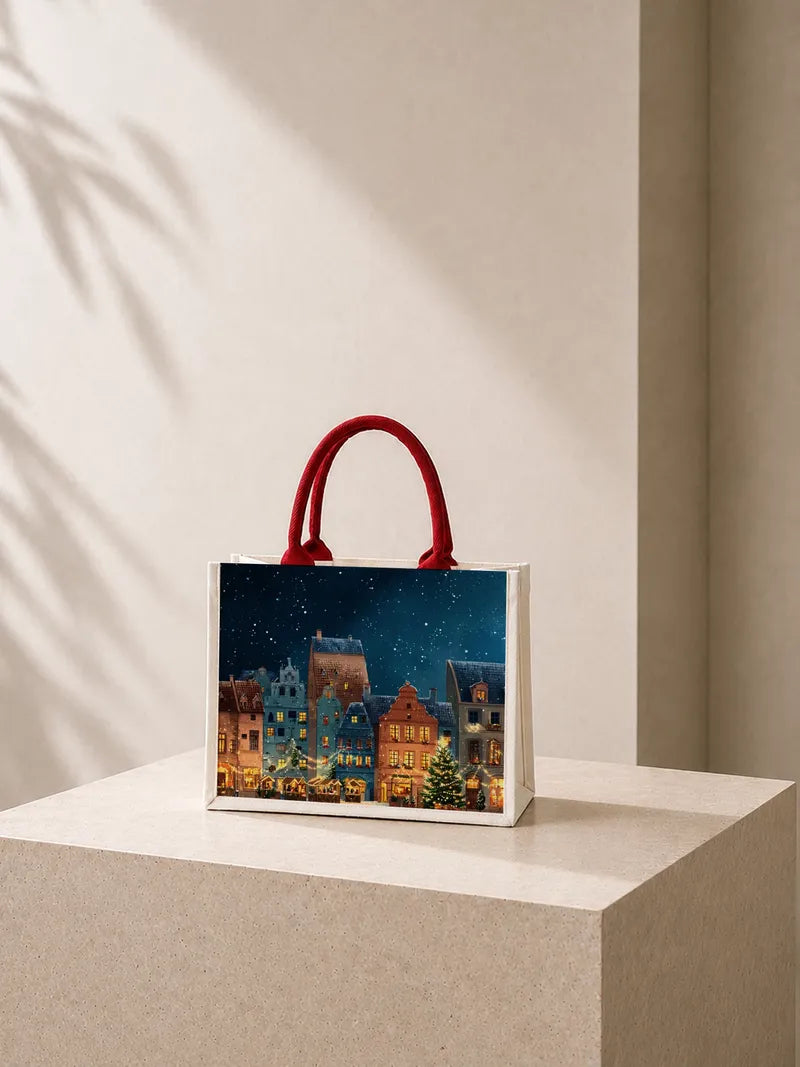 Winter Town Glow Canvas Bag
