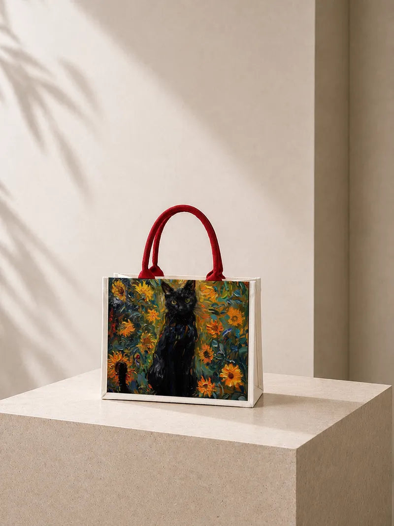 “Sunflower Garden” in the Style of Monet Canvas Bag