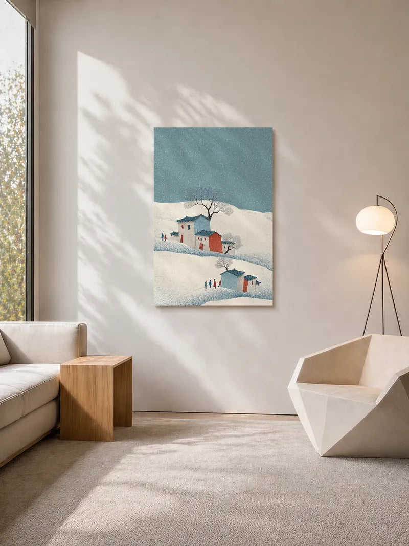 Snowfall Village Illustration Wall Art
