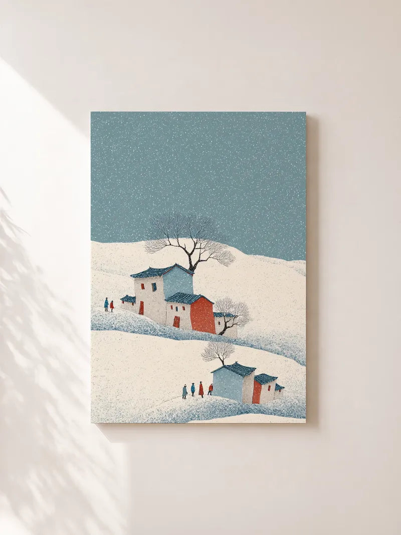 Snowfall Village Illustration Wall Art