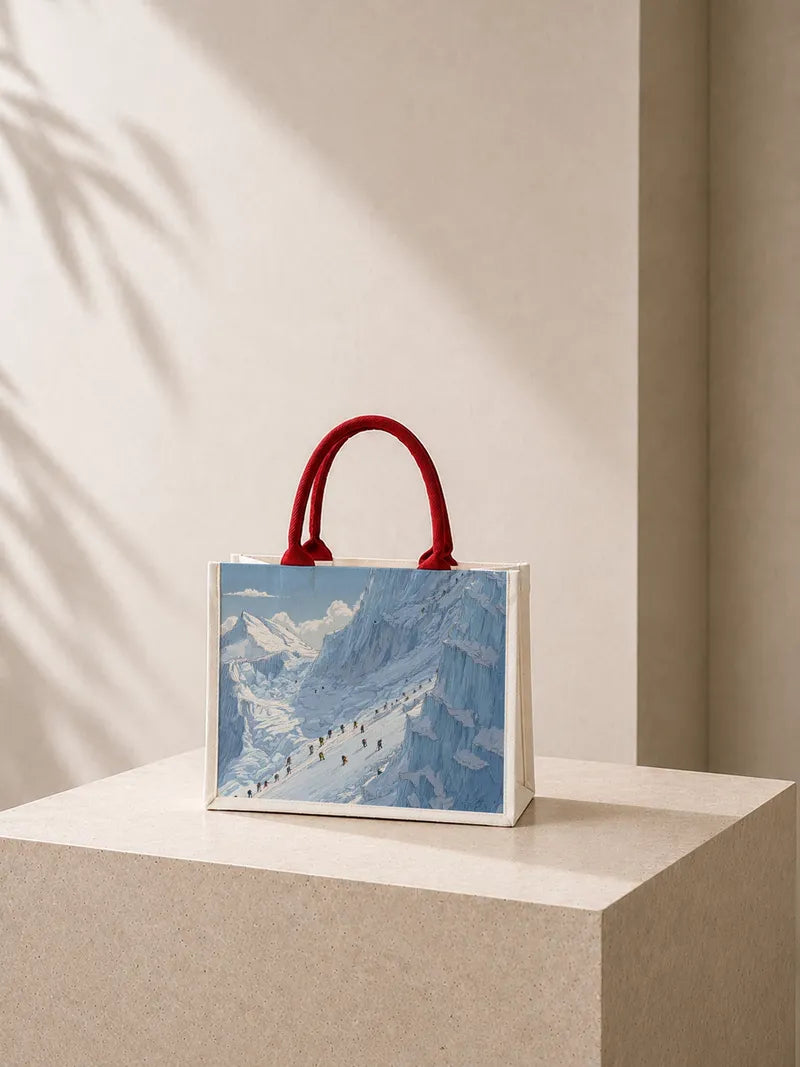 Alpine Ascent Illustration Canvas Bag
