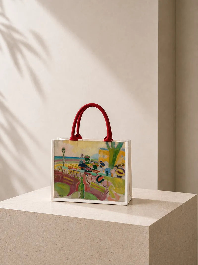 Widescreen wallpaper:Terrace near the beach Canvas Bag