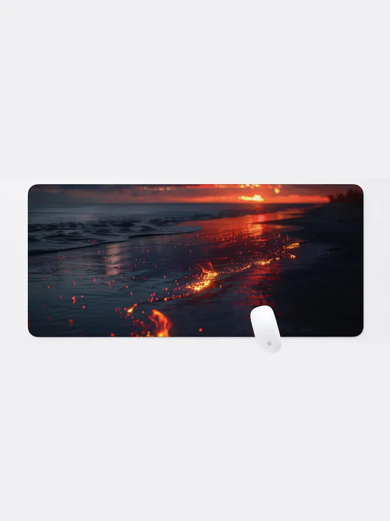 A Collection of Embers on a Dark Beach Rubber Mouse Pad