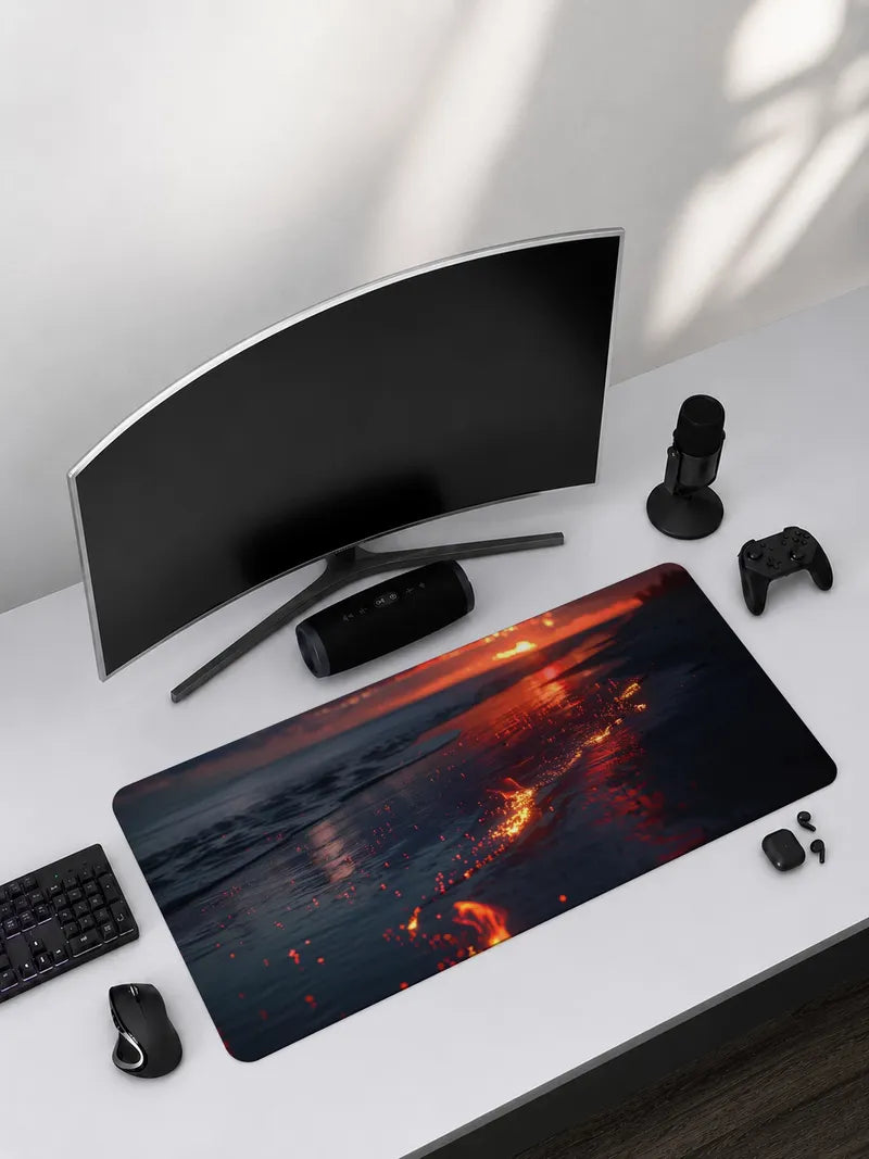 A Collection of Embers on a Dark Beach Rubber Mouse Pad