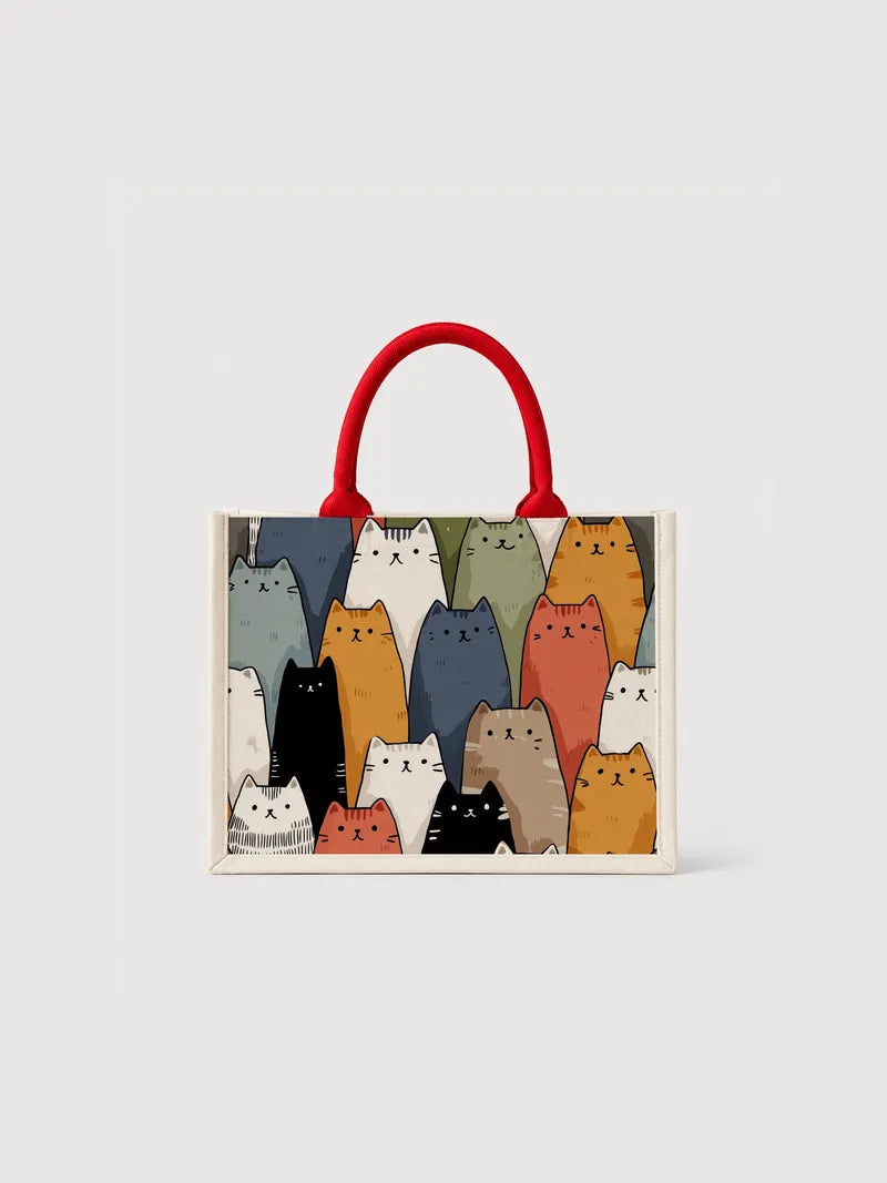 Illustrated cat Canvas Bag