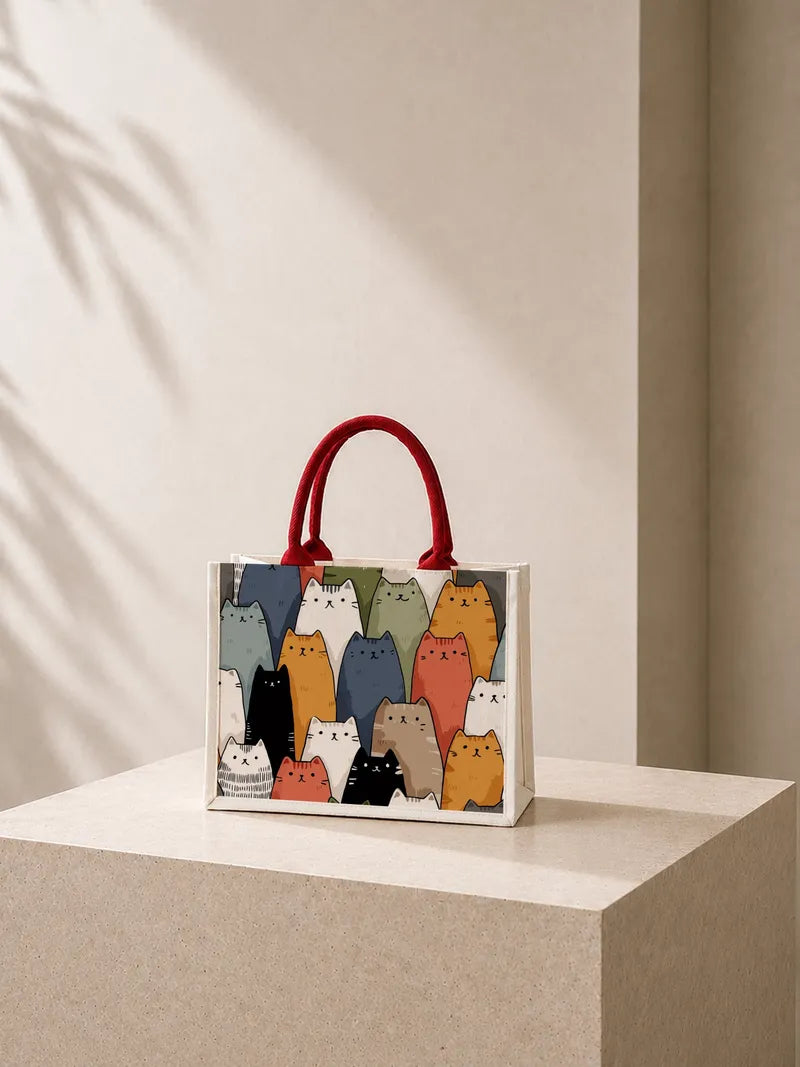 Illustrated cat Canvas Bag