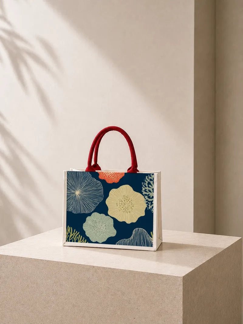 Oceanic Bloom Pattern Canvas Bag
