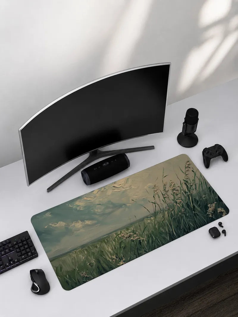A Field Covered with Grass Rubber Mouse Pad