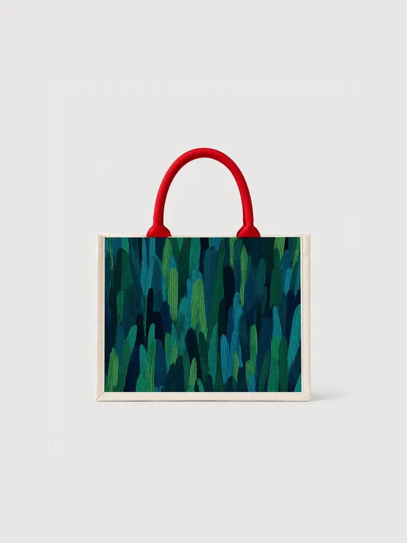 Midnight Blue Forest Abstract Canvas Bag