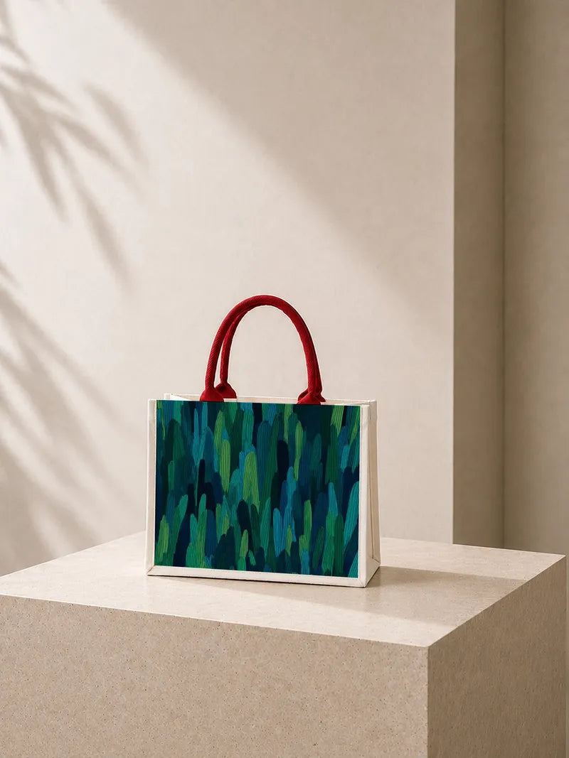 Midnight Blue Forest Abstract Canvas Bag