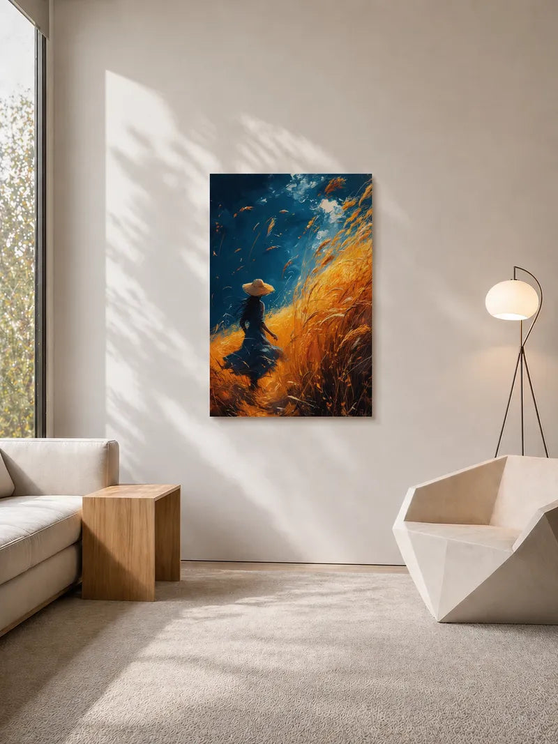 A Girl Strolling in the Fields Wall Art