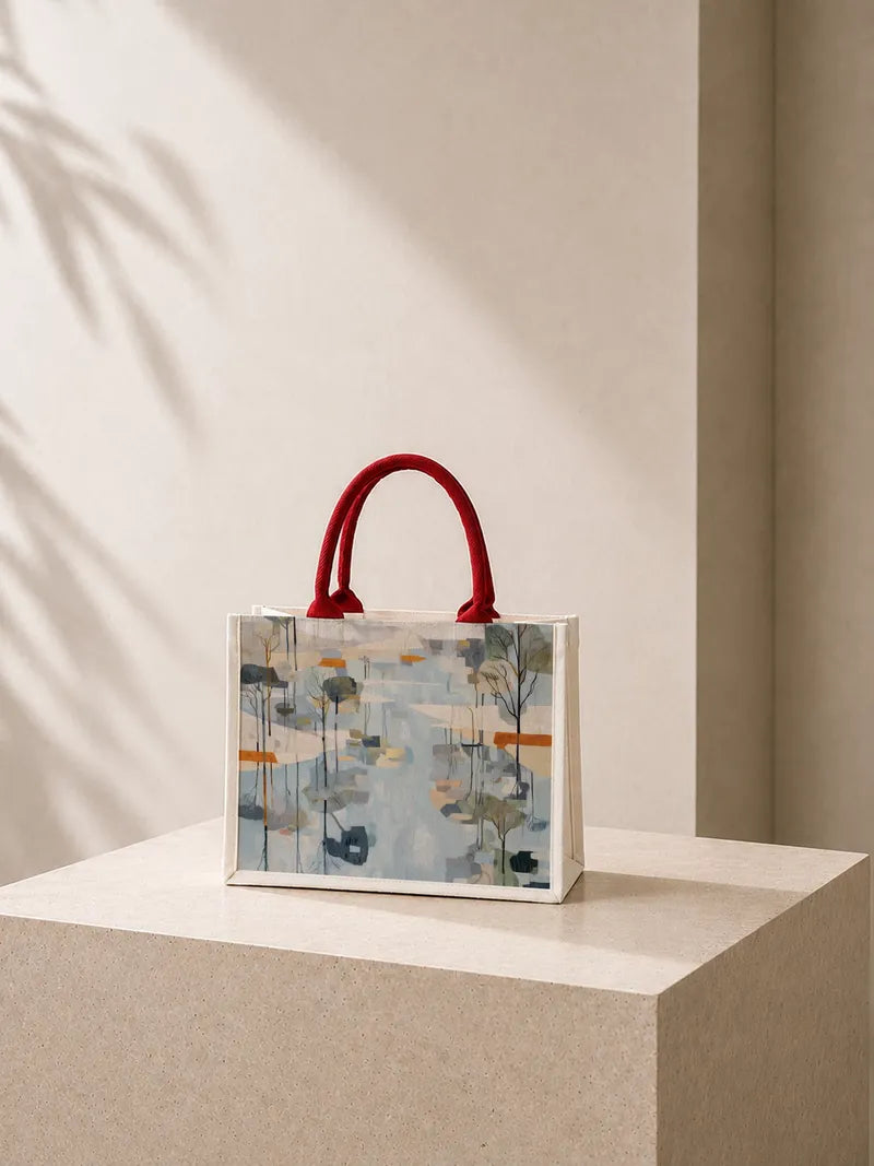 Winter Reflections in Monet Canvas Bag