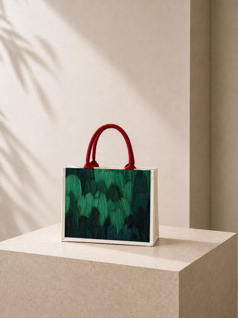 Emerald Forest Abstract Wallpaper Canvas Bag