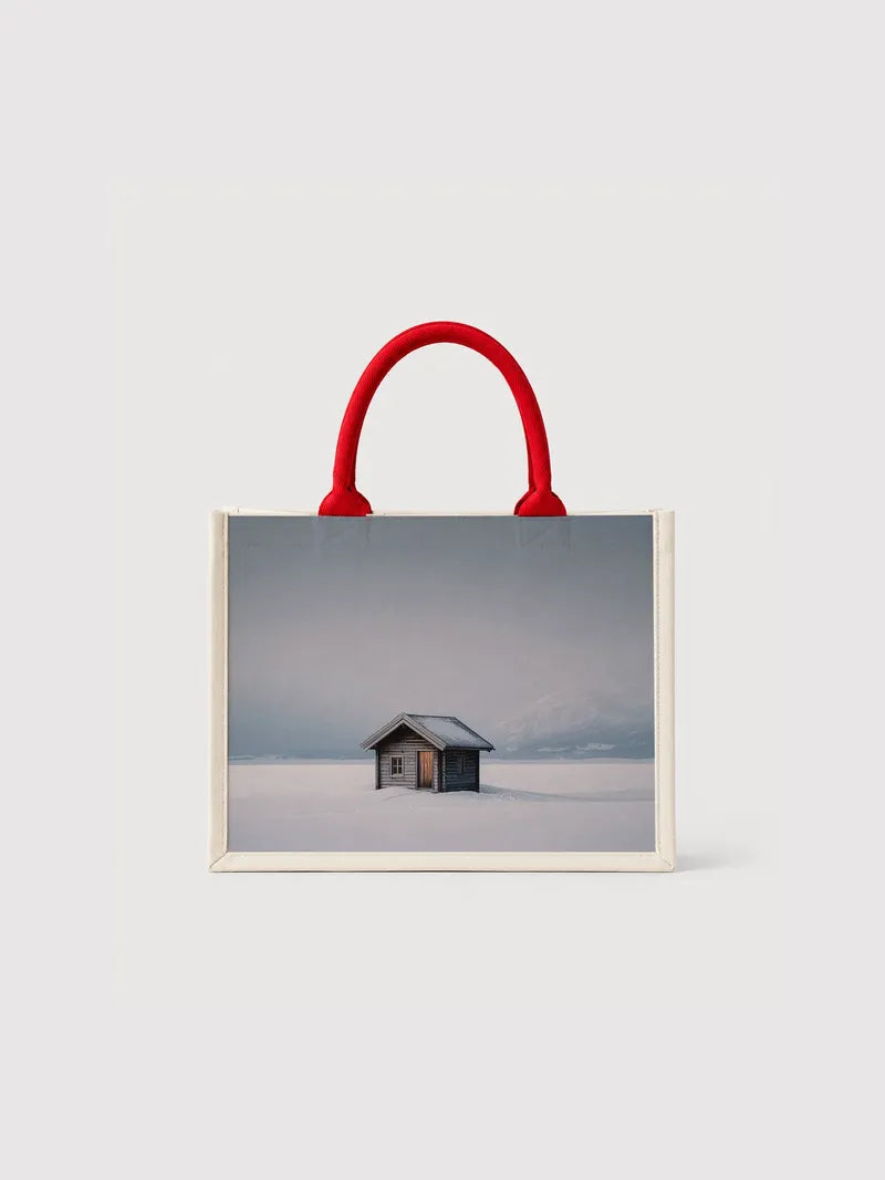 Snowbound Cabin Solitude Canvas Bag