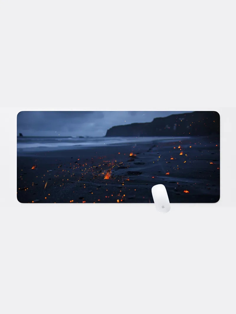 A Collection of Embers on a Dark Beach Rubber Mouse Pad