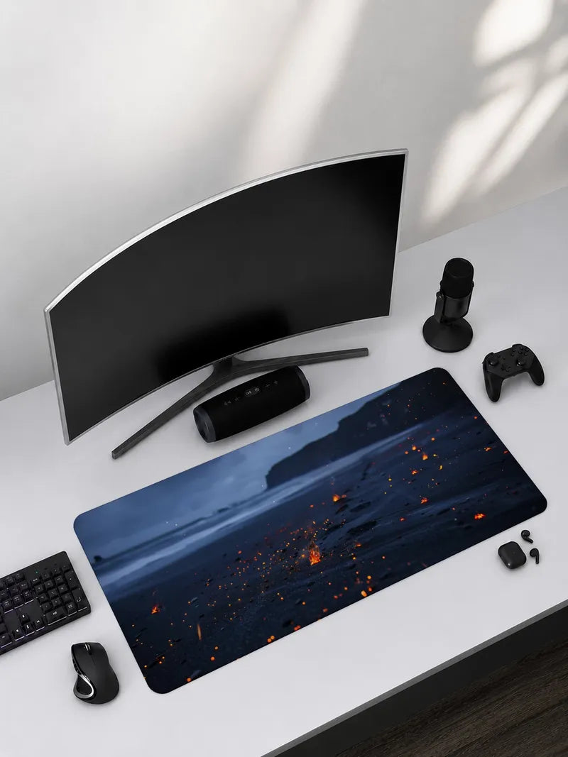 A Collection of Embers on a Dark Beach Rubber Mouse Pad